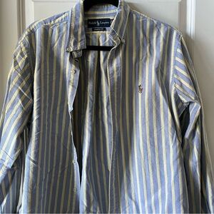 Ralph Lauren Blue and Yellow Casual Button Down Shirt